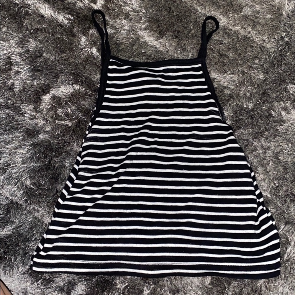 L black and white stripped halter spaghetti strap